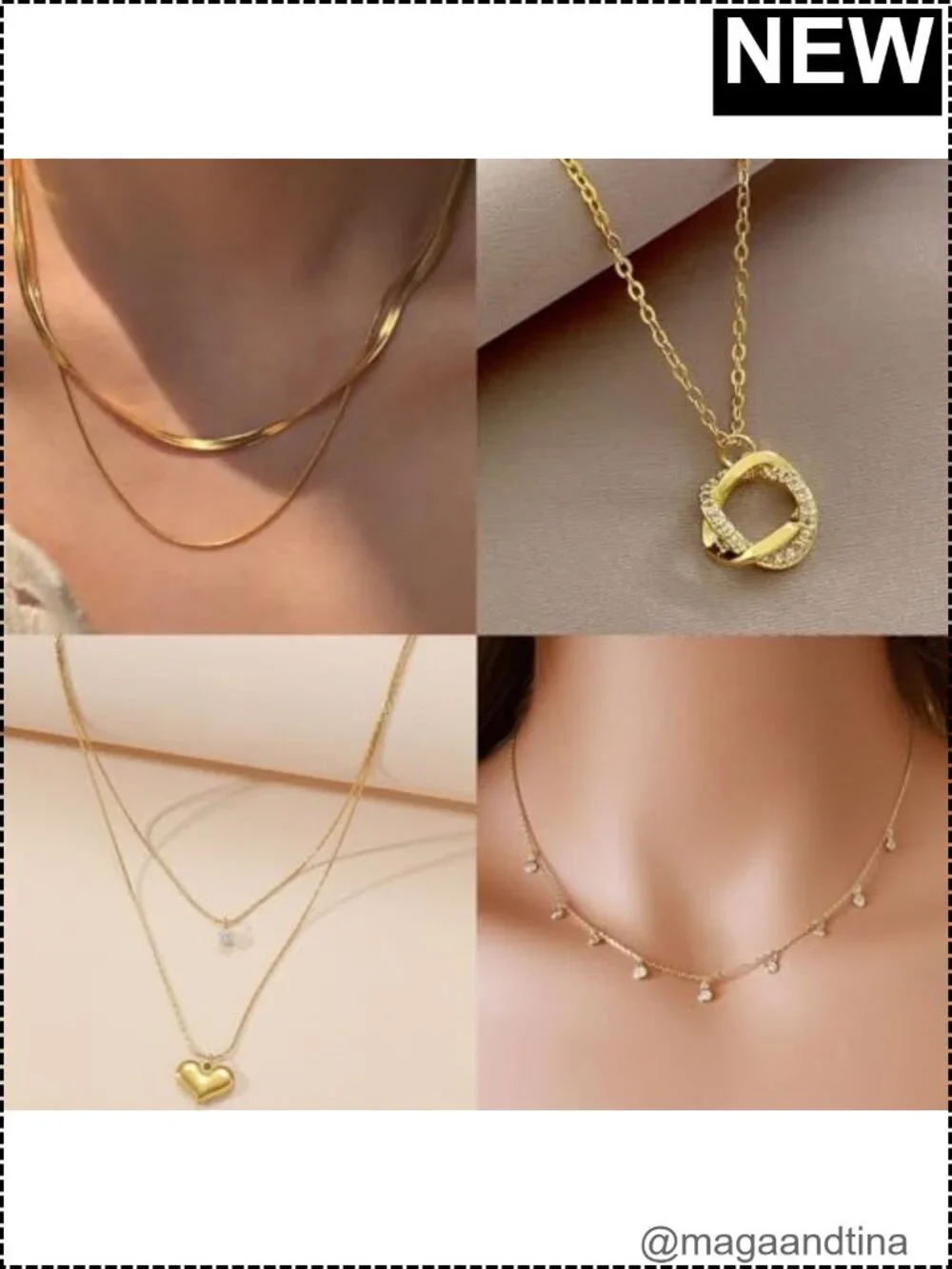 16pcs 14K Gold Plated Choker Layering Necklaces Set for Women